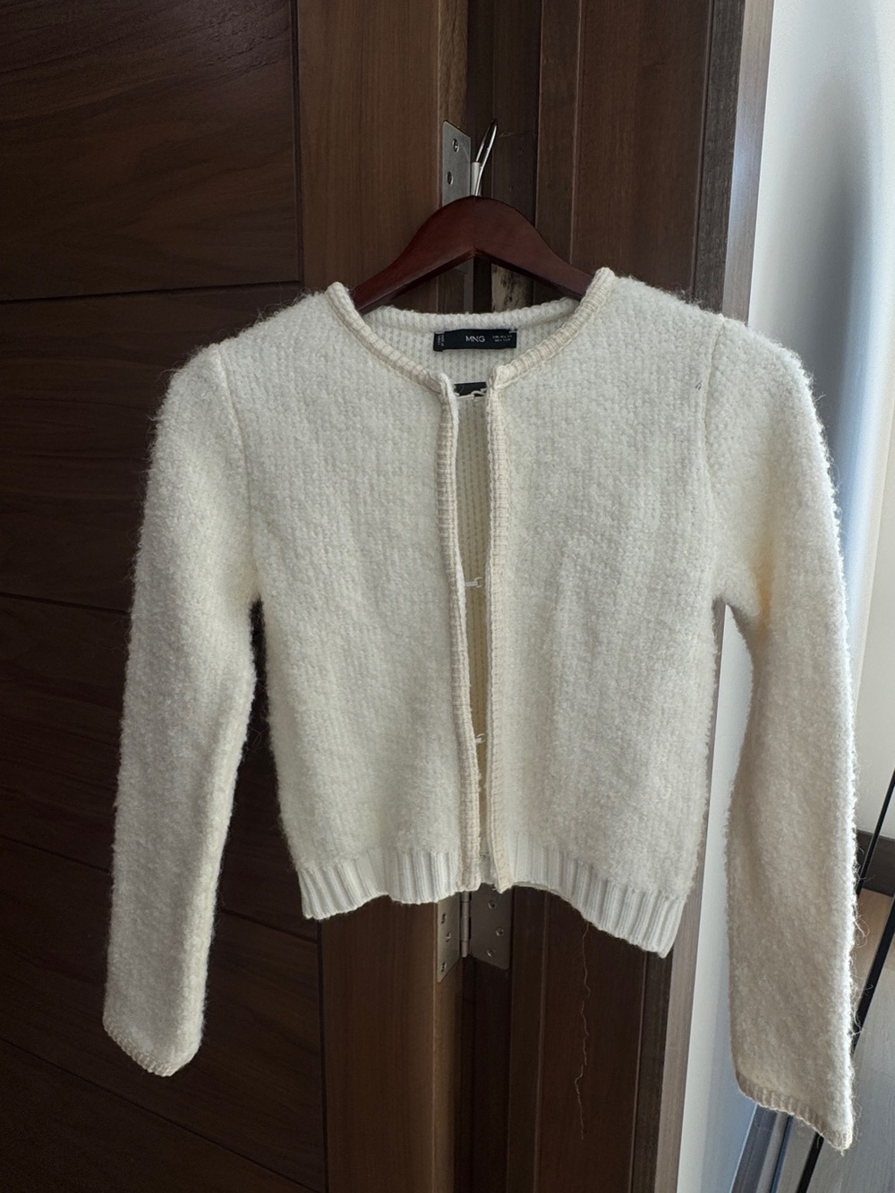 Mango Cream Textured Knit Cardigan
